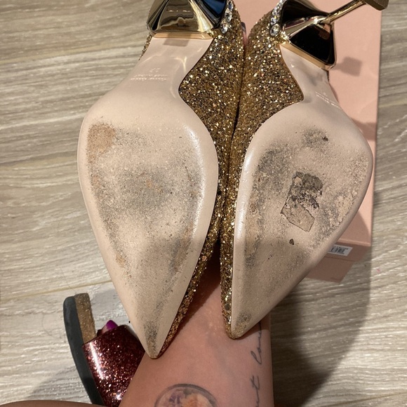 Miu Miu Jeweled Heel Glitter Pump - Picture 4 of 5